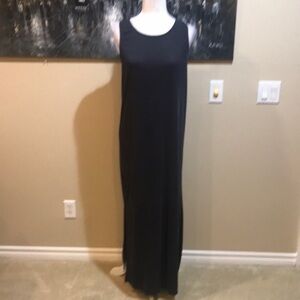 Lucky Brand Smoke Gray Crisscross Back Side Lit Stretch Fabric Maxi Dress-M